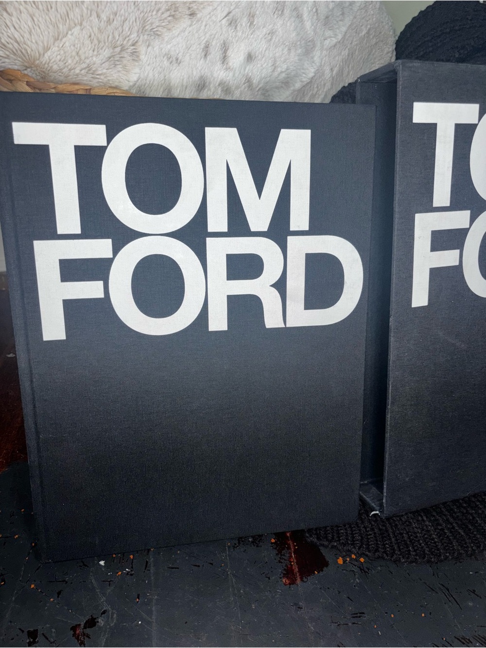 Tom Ford Black Canvas Decorative Book with White Logo